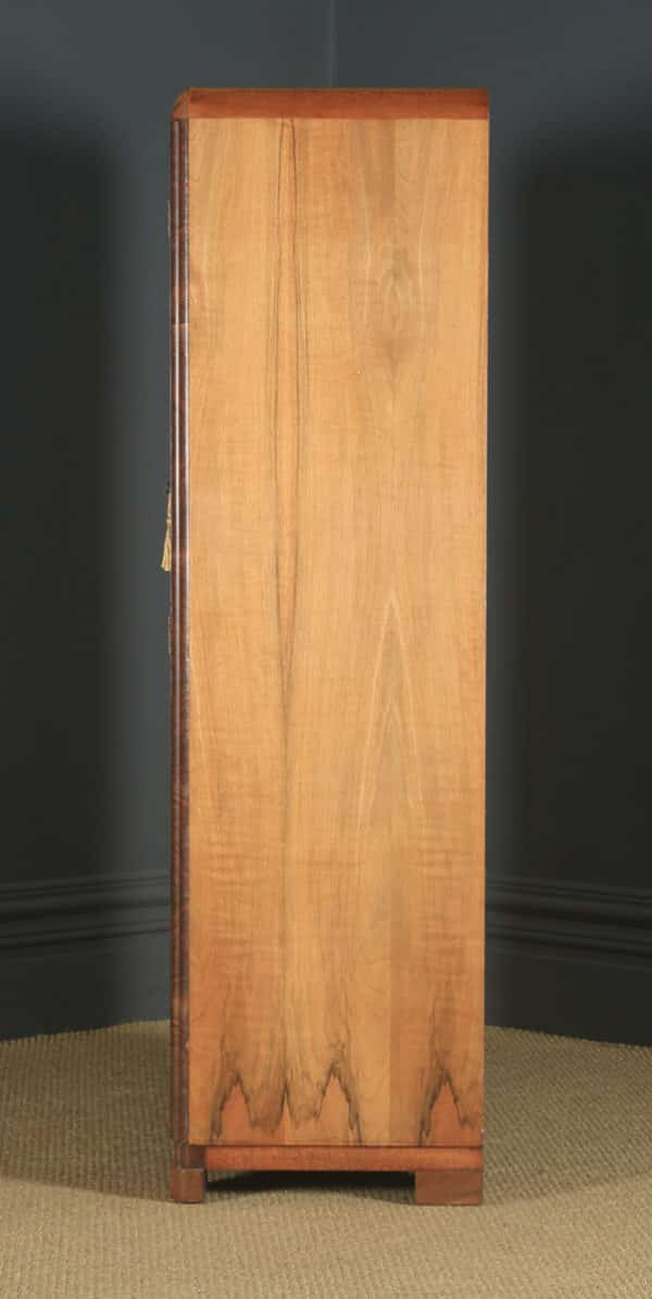 Antique English Art Deco Figured Walnut Two Door Wardrobe (Circa 1930) - yolagray.com