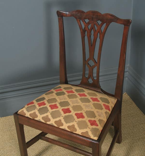 Antique English Set of Six 6 Georgian Chippendale Mahogany Dining Chairs (Circa 1800) - yolagray.com