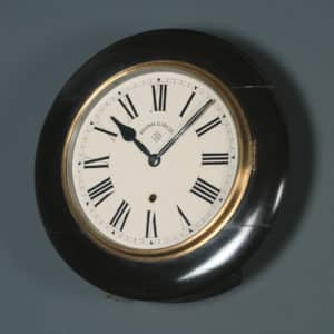 Antique 14½″ Mahogany Ansonia Railway Station / School Round Dial Wall Clock (Timepiece) - yolagray.com