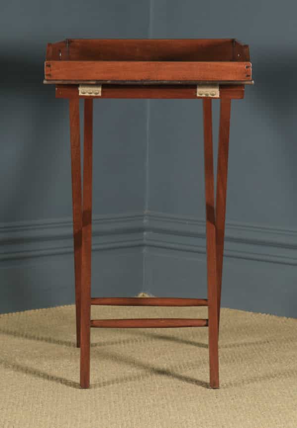Antique English Victorian 19th Century Mahogany Butlers Drinks Tray Table & Stand (Circa 1860) - yolagray.com