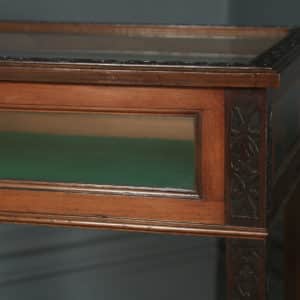 Antique English Edwardian Chippendale Style Mahogany Glass Bijouterie Display Cabinet Table (Circa 1910) - yolagray.com