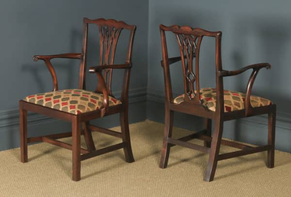 Antique English Set of Six 6 Georgian Chippendale Mahogany Dining Chairs (Circa 1800) - yolagray.com