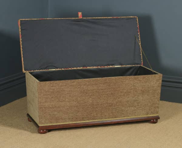 Antique English Victorian Mahogany Upholstered Ottoman Box Stool Trunk (Circa 1880) - yolagray.com