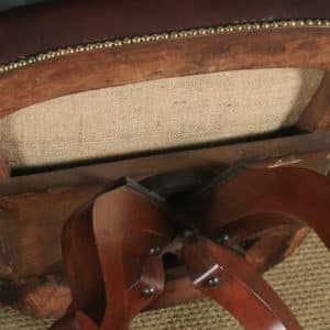 Antique English Victorian Mahogany & Burgundy Red Leather Revolving Office Desk Arm Chair (Circa 1880) - yolagray.com