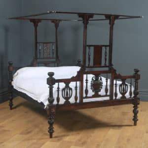 Antique 5ft Victorian Anglo-Indian King-Size Bombay Four Poster Bed (Circa 1880) - yolagray.com