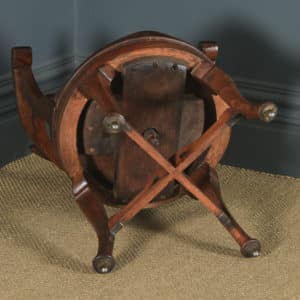 Antique English Victorian Oak & Brown Leather Revolving Office Desk Arm Chair (Circa 1880) - yolagray.com