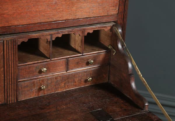 Antique English Georgian Oak Chest on Chest of Drawers Secretaire Writing Desk (Circa 1780) - yolagray.com
