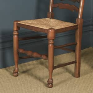 Set of Four Victorian Style Ash, Elm & Beech Ladder Back Farmhouse Kitchen Dining Chairs (Circa 1970) - yolagray.com