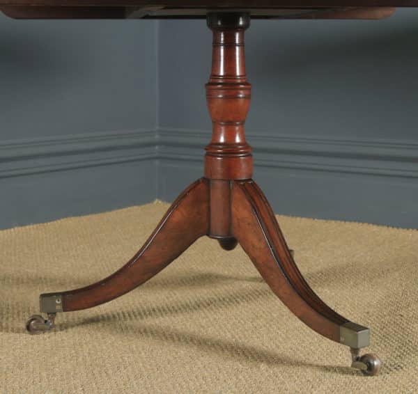 Antique English Georgian Regency Figured Mahogany Tilt Top Breakfast Pedestal Dining Table (Circa 1820) - yolagray.com