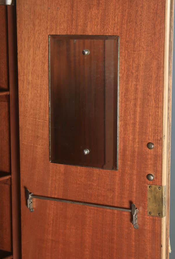 Antique English Art Deco Figured Walnut Inlaid Two Door Wardrobe (Circa 1930) - yolagray.com