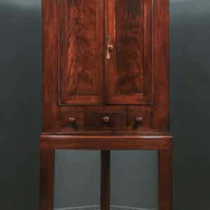 Antique English Georgian Flame Mahogany Floor Standing Bow Front Corner Cupboard on Stand (Circa 1820) - yolagray.com
