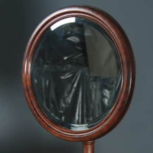 Antique English Victorian Mahogany Adjustable Barbers Shaving Stand & Vanity Mirror (Circa 1860) - yolagray.com
