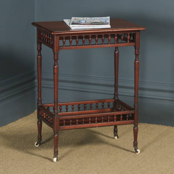 Antique English Victorian Mahogany Occasional Two-Tier Side Table (Circa 1890) - yolagray.com