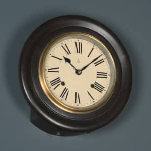 Antique 12" Japanese Welaiti Mahogany Railway Station / School Round Dial Wall Clock (Chiming) - yolagray.com