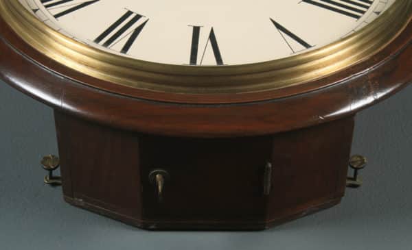 Antique 15" Mahogany Smiths Enfield Railway Station / School Wall Clock (Chiming) - yolagray.com