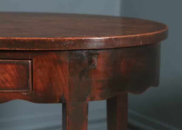 Antique English Georgian Regency Oval Flame Mahogany Occasional Hall / Side Table (Circa 1810) - yolagray.com