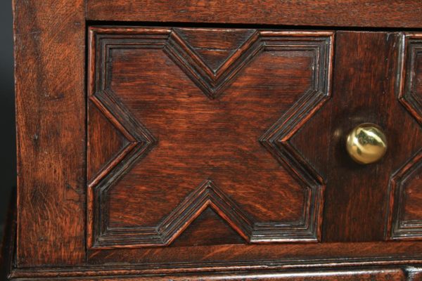 Antique English Victorian Jacobean Style Oak Geometric Dresser Base Sideboard (Circa 1870) - yolagray.com