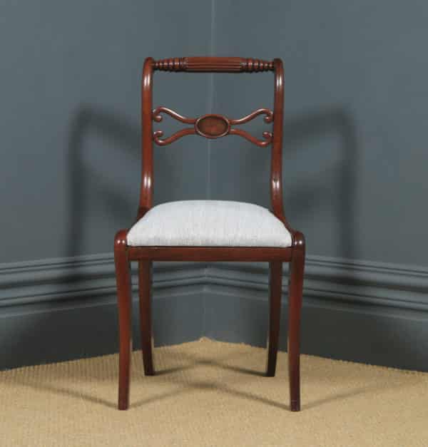 Antique English Georgian Regency Set of Four 4 Mahogany Rope Twist Dining Chairs (Circa 1820) - yolagray.com