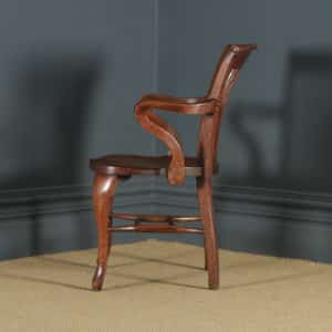 Antique English Edwardian Oak Office Desk Arm Chair (Circa 1910) - yolagray.com