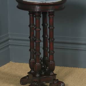 Antique George V Anglo-Indian Padauk & Marble Circular Wine Lamp Occasional Table (Circa 1930) - yolagray.com