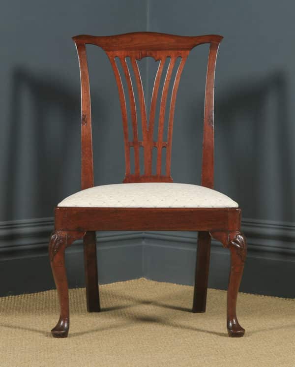 Antique English Georgian Chippendale Mahogany Gentleman’s Dining / Side / Office Desk Chair (Circa 1780) - yolagray.com