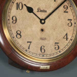 Antique 15″ Mahogany Smiths Enfield Limton Railway Station / School Round Dial Wall Clock (Timepiece) - yolagray.com