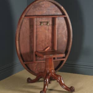 Antique English Victorian Mahogany Tilt Top Oval Dining Breakfast Loo Centre Table (Circa 1860) - yolagray.com