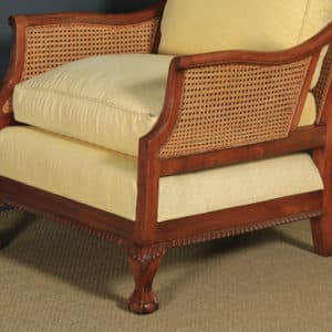Antique English George V Chippendale Style Three Piece Mahogany & Cane Bergere Couch Settee Sofa Lounge Suite (Circa 1930) - yolagray.com