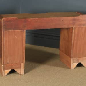 Antique English Art Deco Burr & Figured Walnut Office Pedestal Desk (Circa 1940) - yolagray.com