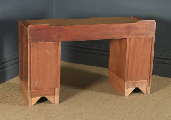 Antique English Art Deco Burr & Figured Walnut Office Pedestal Desk (Circa 1940) - yolagray.com