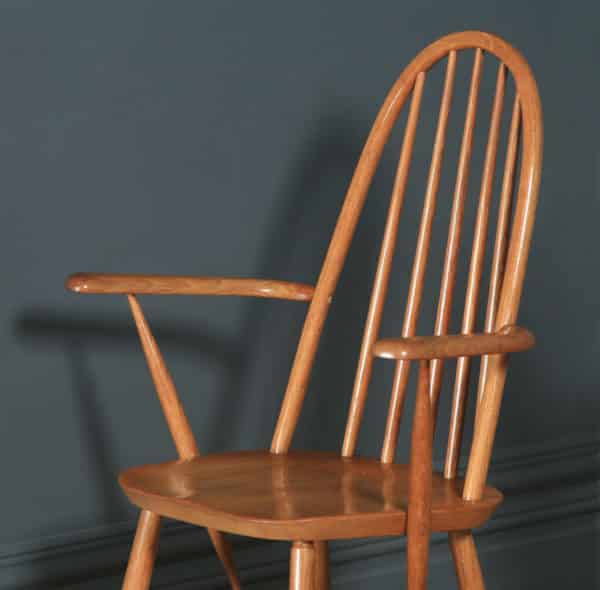 Vintage Blonde Ercol Quaker Oak Drop Leaf Dining Table & Four Hoop Back Kitchen Chairs Dining Suite (Circa 1950) - yolagray.com