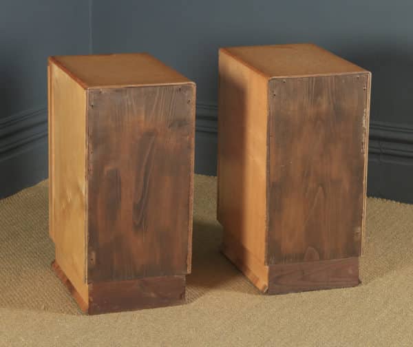 Antique English Pair of Art Deco Birds Eye Maple & Walnut Bedside Cupboards Tables Nightstands (Circa 1930) - yolagray.com