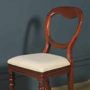 Antique English Victorian Pair of Two Mahogany Balloon Back Dining / Side / Office Desk Chairs (Circa 1860) - yolagray.com