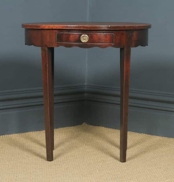 Antique English Georgian Regency Oval Flame Mahogany Occasional Hall / Side Table (Circa 1810) - yolagray.com