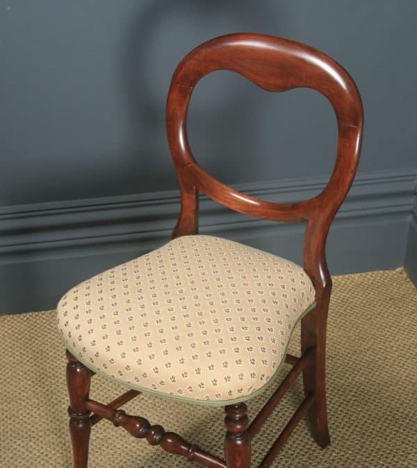 Antique English Victorian Mahogany Balloon Back Occasional / Side / Office / Desk Chair (Circa 1880) - yolagray.com