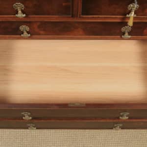 Antique English Queen Anne Style Figured Walnut Tallboy Linen Press Chest of Drawers by Waring & Gillow (Circa 1930) - yolagray.com
