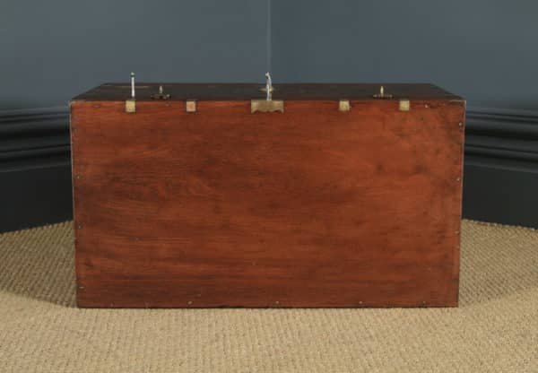 Large Antique Anglo-Burmese Victorian Colonial Campaign Teak & Brass Mandalay Dowry Chest / Trunk (Circa 1880) - yolagray.com