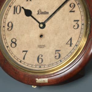 Antique 15″ Mahogany Smiths Enfield Limton Railway Station / School Round Dial Wall Clock (Timepiece) - yolagray.com