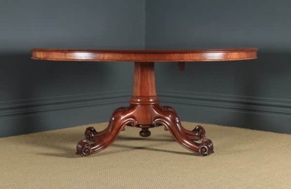 Antique English Victorian Mahogany Tilt Top Oval Dining Breakfast Loo Centre Table (Circa 1860) - yolagray.com