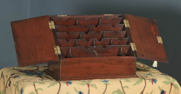 Antique Anglo-Indian Victorian Campaign Teak Waterfall Stationery Writing Box / Letter Rack (Circa 1880) - yolagray.com