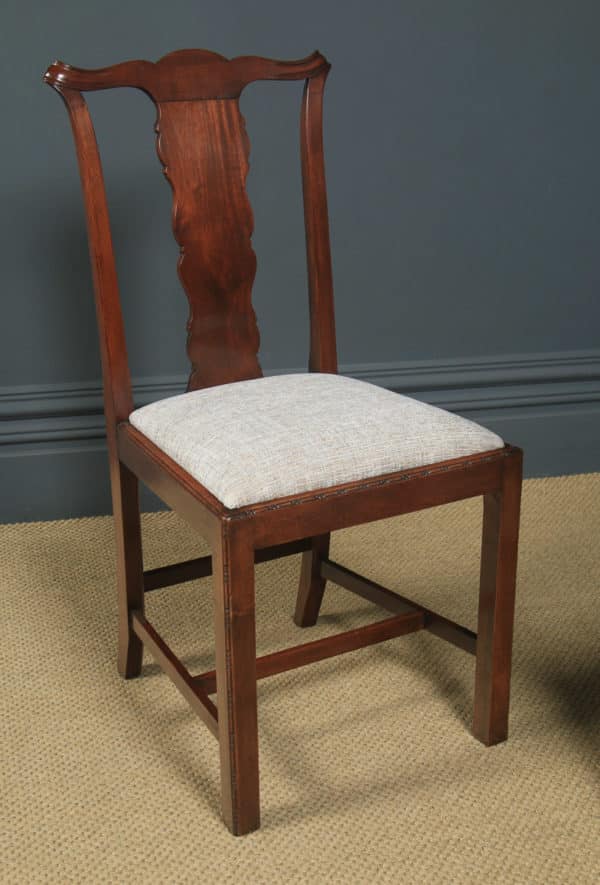 Antique English Set of Six 6 Georgian Style Victorian Mahogany Dining Chairs (Circa 1880) - yolagray.com
