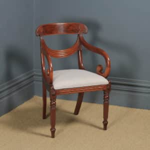 Antique English Georgian Regency Mahogany Trafalgar Open Office Desk / Dining Arm Chair (Circa 1820) - yolagray.com