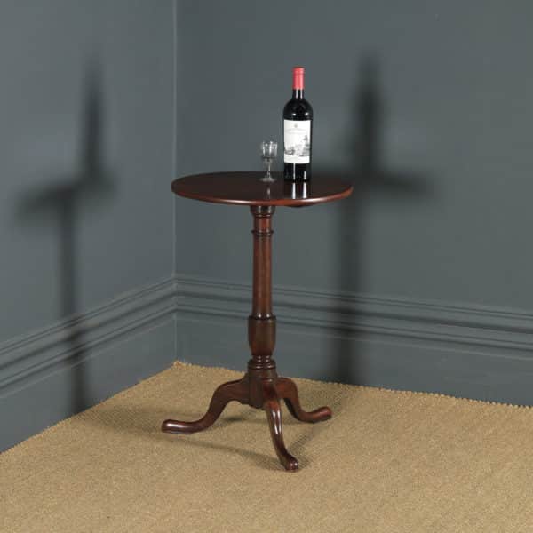 Small Antique English Georgian Mahogany Tripod Circular Pedestal Wine Table (Circa 1780) - yolagray.com