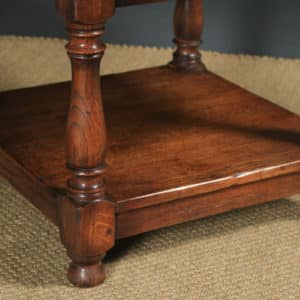 Vintage Pair of English 17th Century Style Solid Oak Square Occasional Side / Lamp Tables (Circa 1980) - yolagray.com