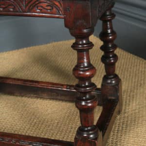 Antique English Carolean Style Oak Joint Stool / Side / Lamp Table (Circa 1780 - 1800) - yolagray.com