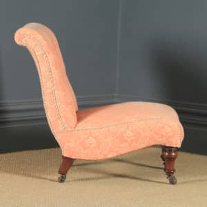Antique English Victorian Mahogany Upholstered Occasional / Nursing Chair (Circa 1880) - yolagray.com