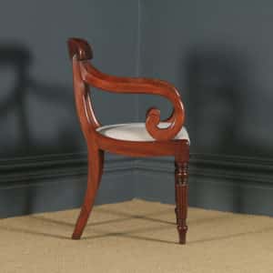 Antique English Georgian Regency Mahogany Trafalgar Open Office Desk / Dining Arm Chair (Circa 1820) - yolagray.com