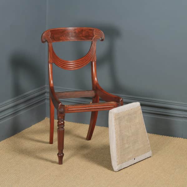 Antique English Georgian Regency Set of Three 3 Mahogany Trafalgar Dining Chairs (Circa 1820) - yolagray.com
