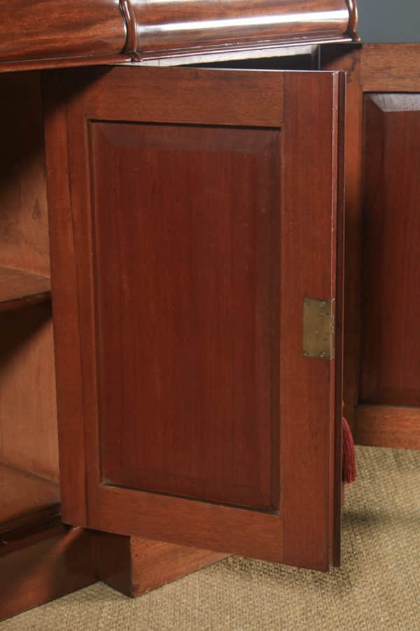 Antique English Victorian Flame Mahogany Four Door Sideboard Chiffonier Cabinet (Circa 1840) - yolagray.com