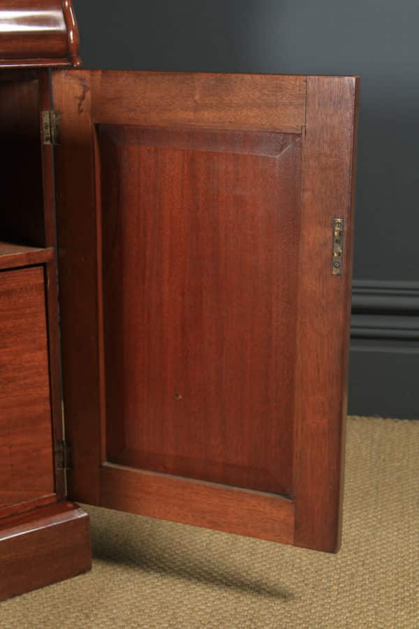 Antique English Victorian Flame Mahogany Four Door Sideboard Chiffonier Cabinet (Circa 1840) - yolagray.com